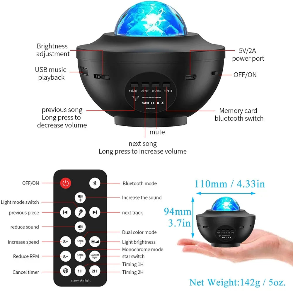 Galaxy Aurora Projector-Star & Ocean Wave Night Light